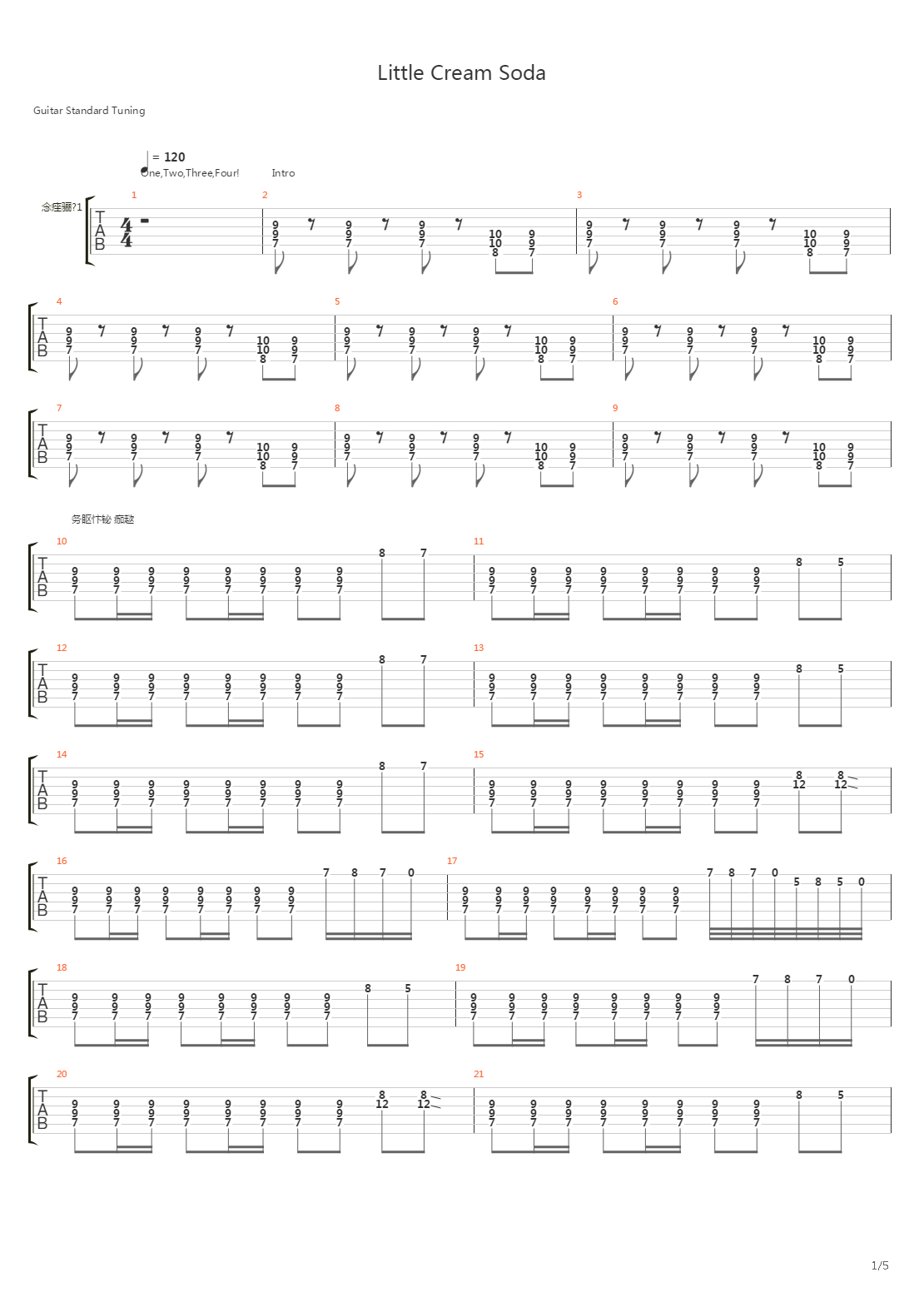 Little Cream Soda吉他谱