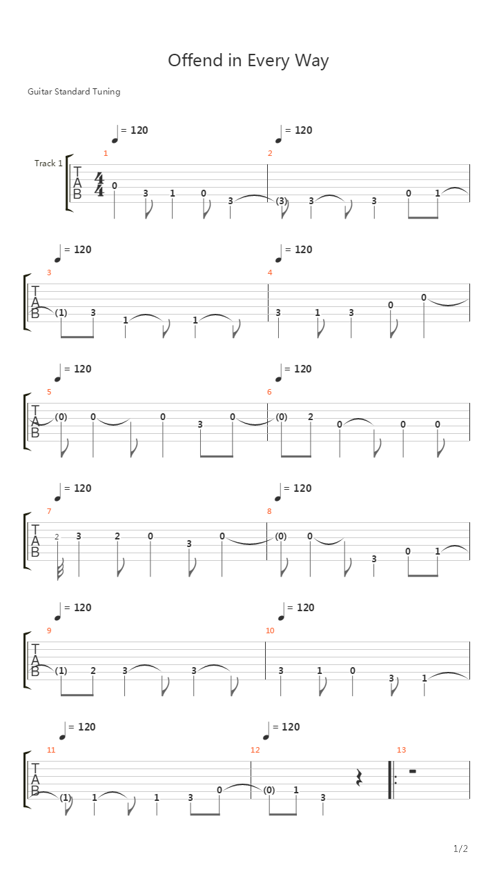 Offend In Every Way吉他谱
