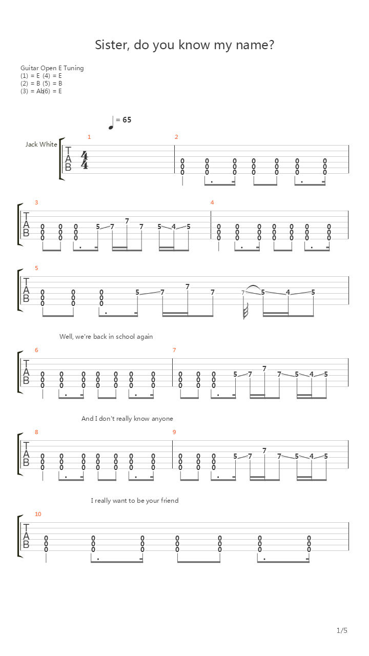 Sister Do You Know My Name_吉他谱
