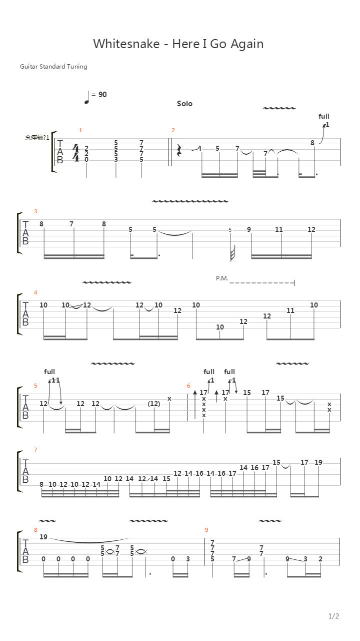 Here I Go Again (Solo Played by David Escobar)吉他谱