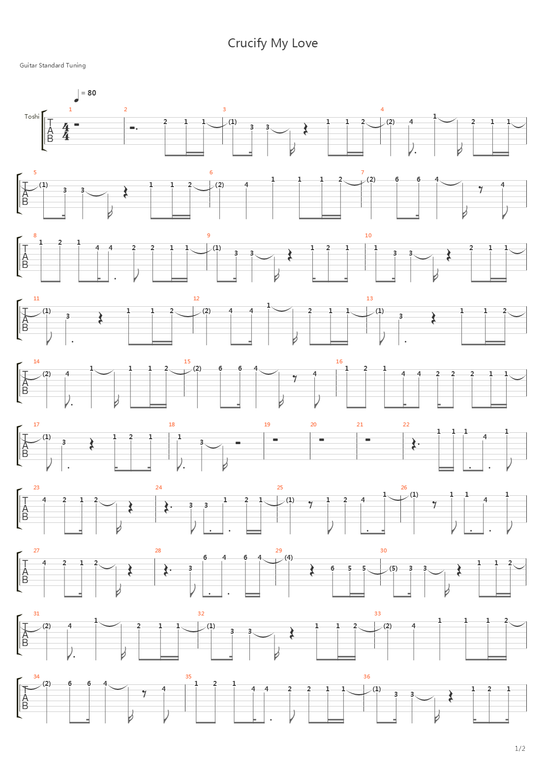 Crucify My Love吉他谱