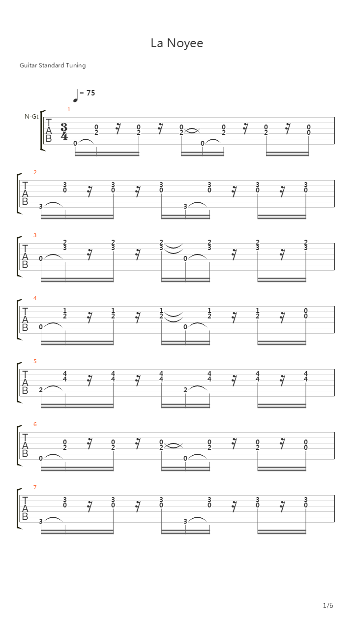 La Noyee吉他谱