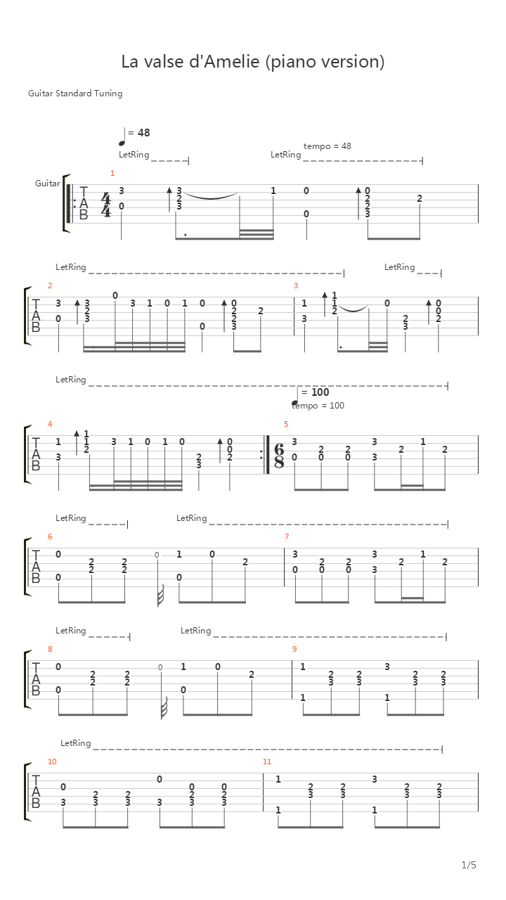 La Valse dAmelie (piano version)吉他谱