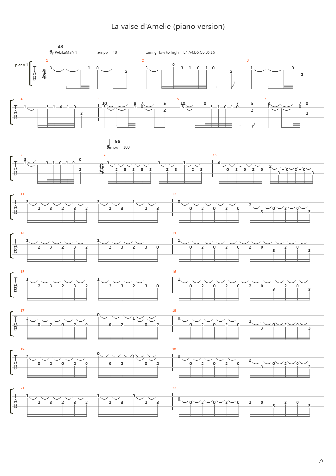 La Valse dAmelie (piano version)吉他谱