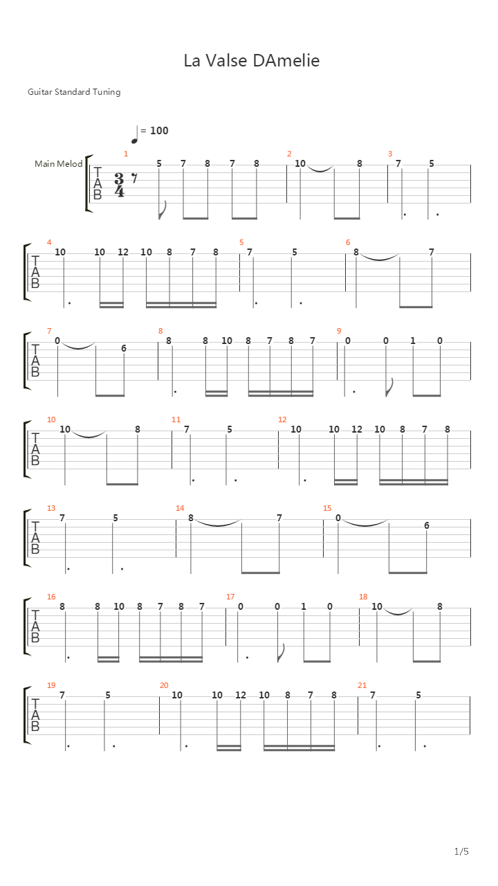 La Valse dAmelie吉他谱