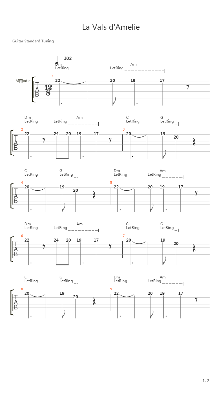 La Valse dAmelie吉他谱