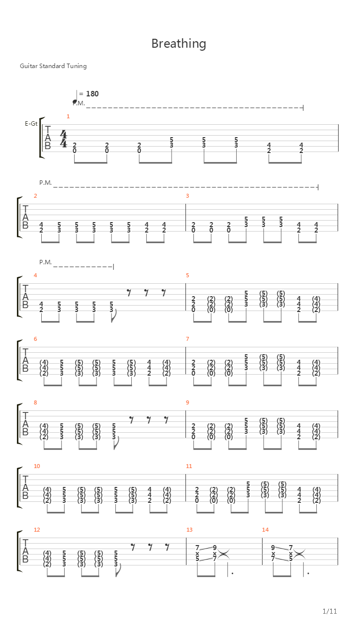 Breathing吉他谱