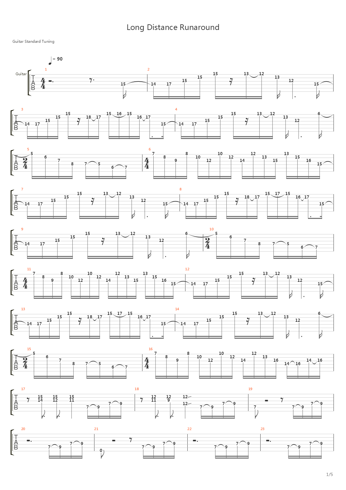 Long Distance Runaround吉他谱