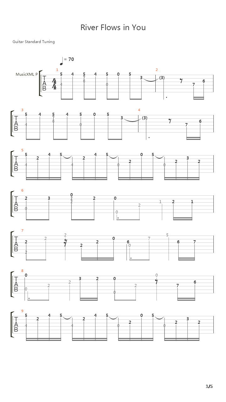 River Flows In You吉他谱