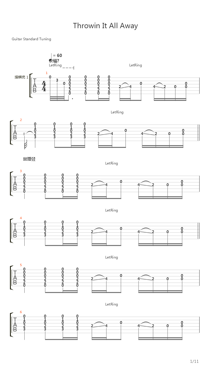 Throwin It All Away吉他谱