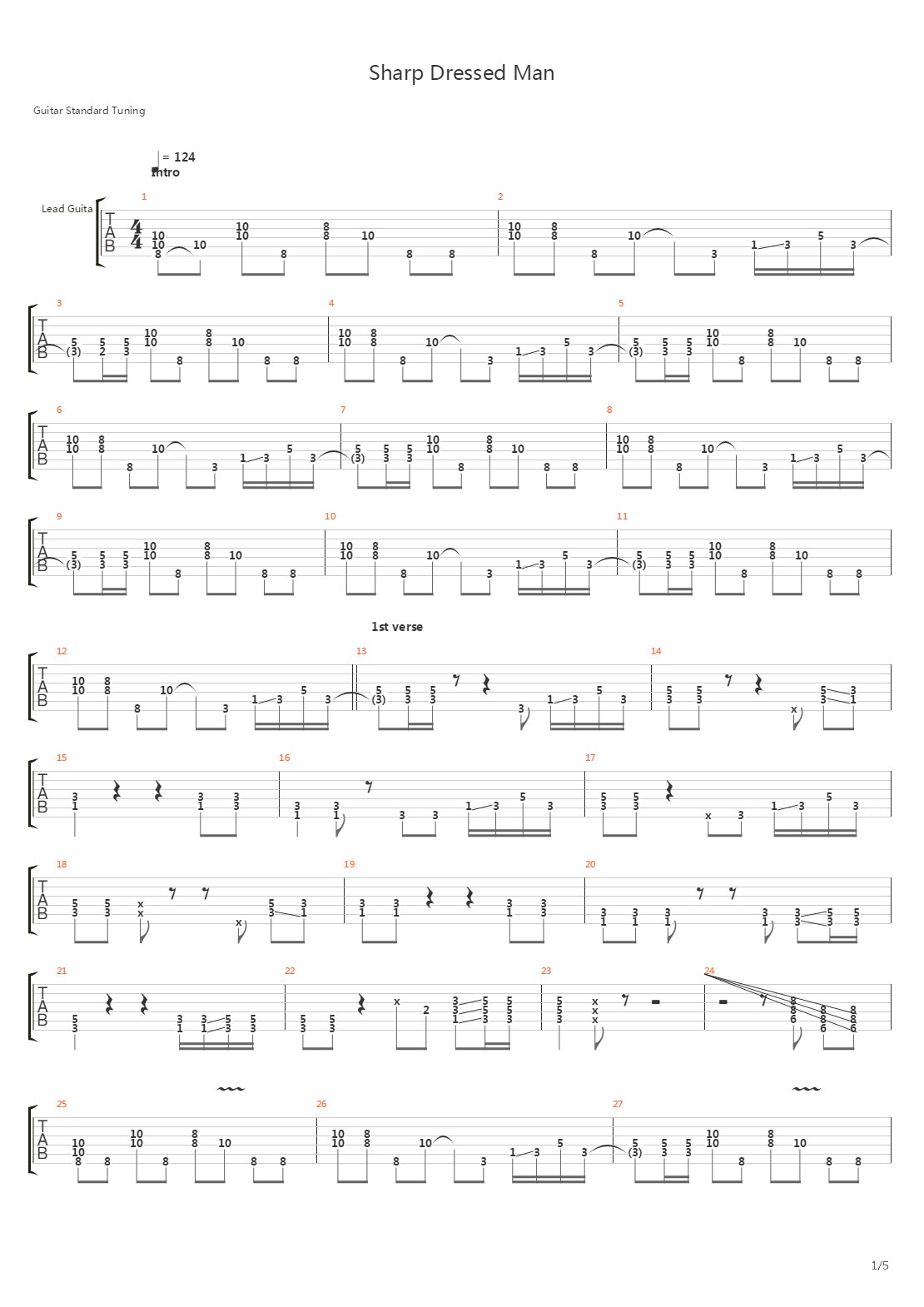 Sharp Dressed Man吉他谱