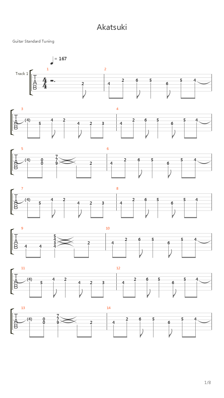 晓(Akatsuki)吉他谱