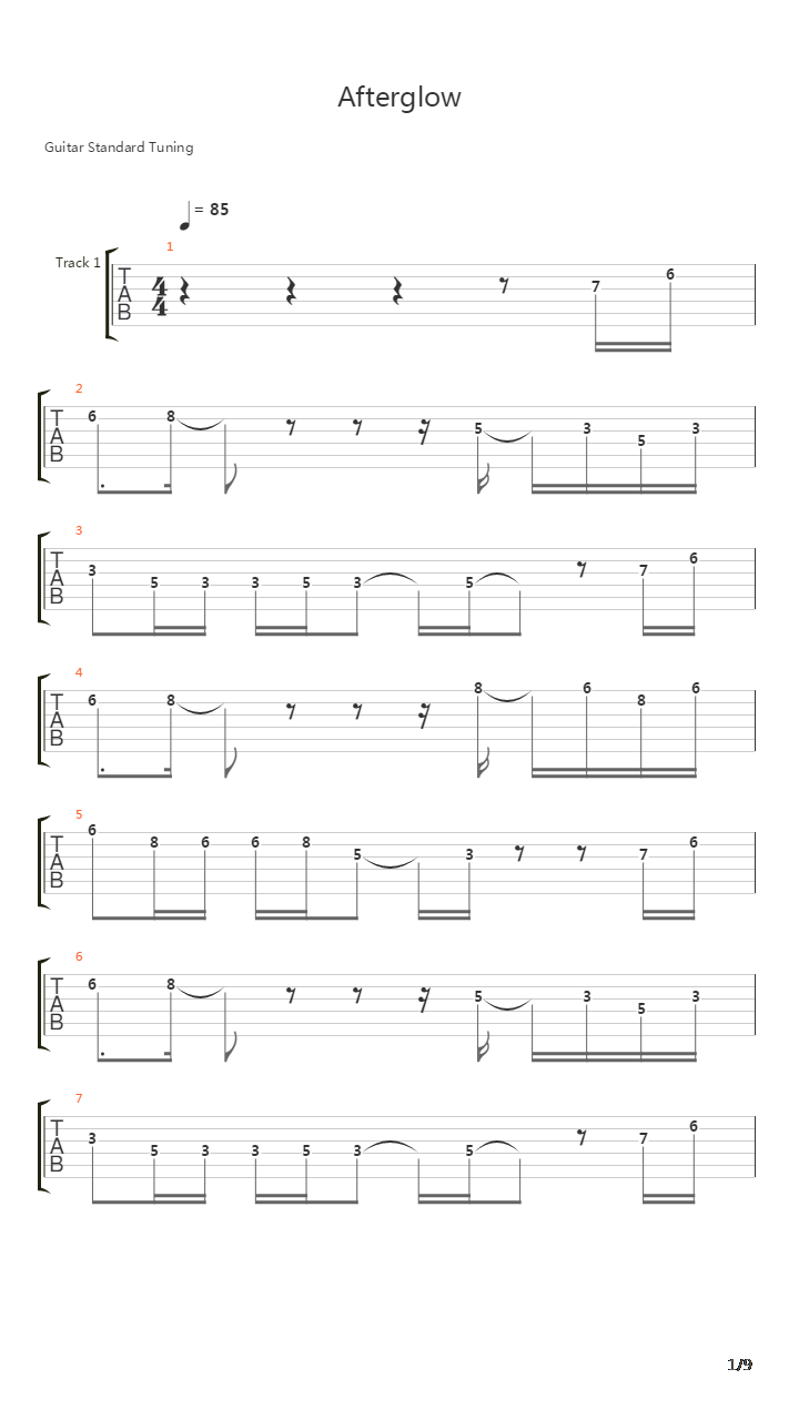 Afterglow吉他谱