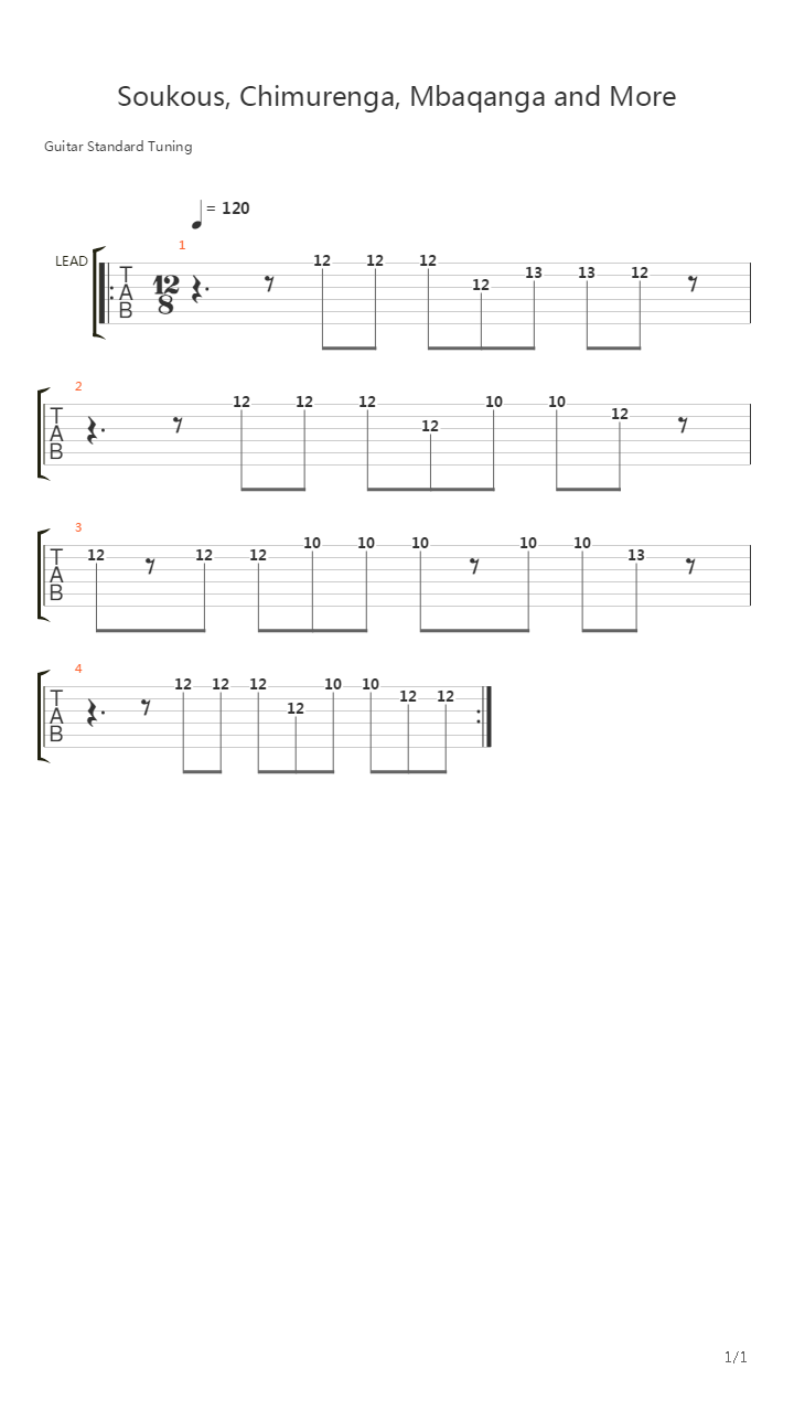 guitar player licks and lessons - Soukous, Chimurenga, Mbaqanga and More吉他谱