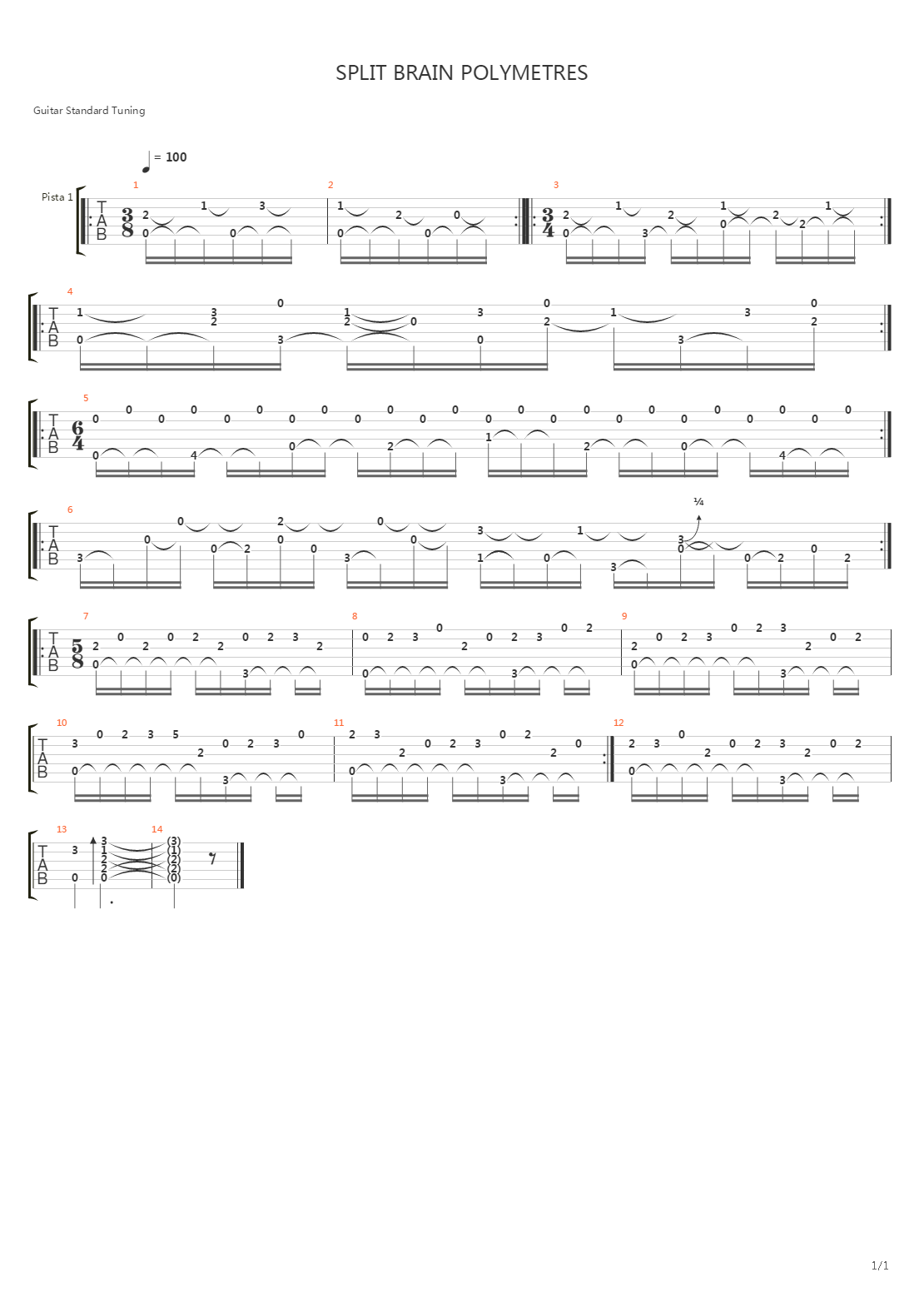 guitar player licks and lessons - SPLIT BRAIN POLYMETRES by Dusan Bognadovic Jul吉他谱