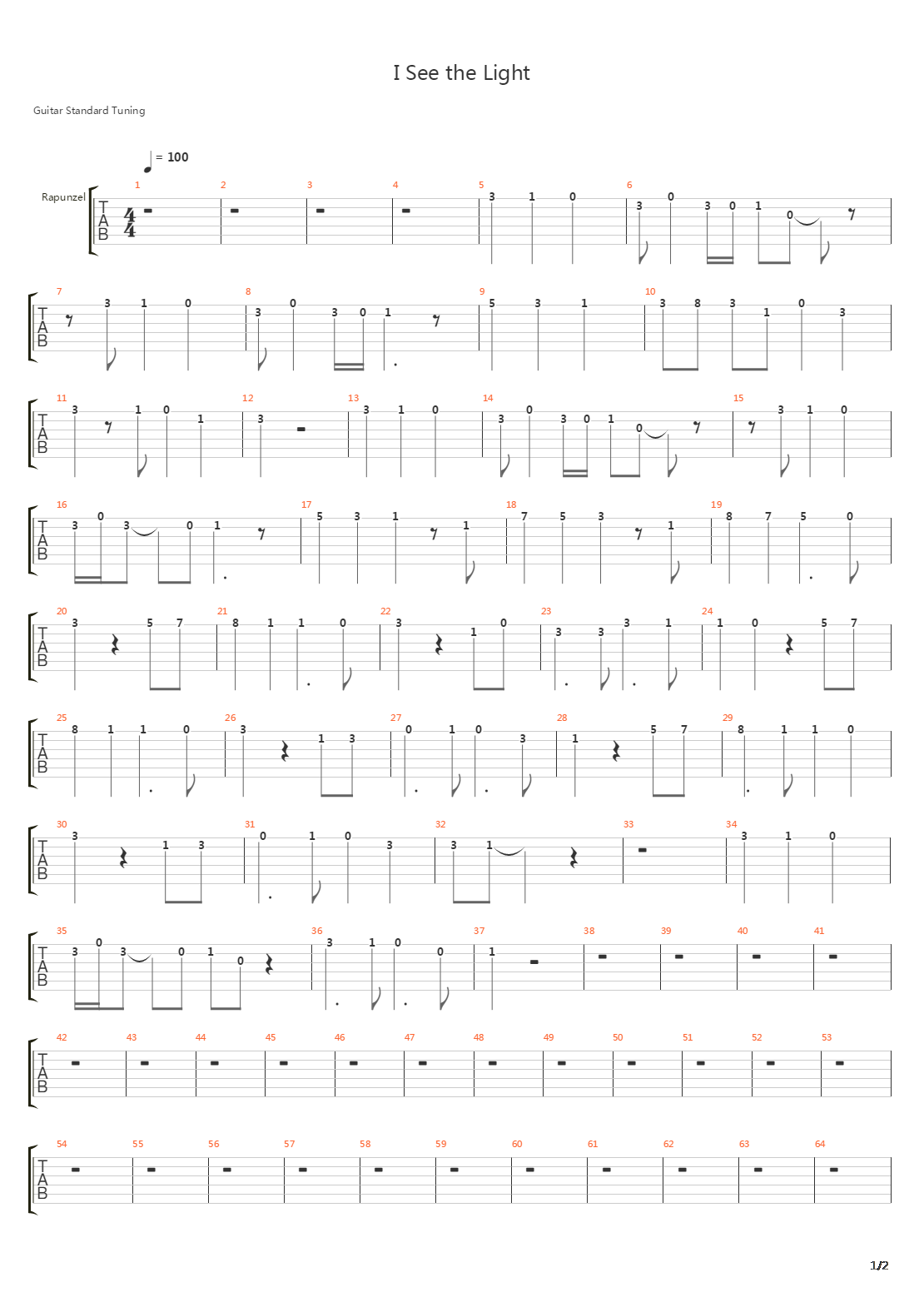I See The Light吉他谱