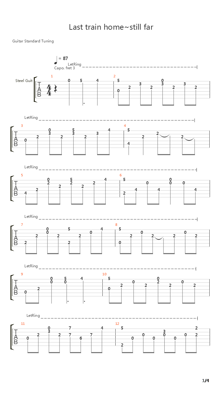 Last train home~still far吉他谱