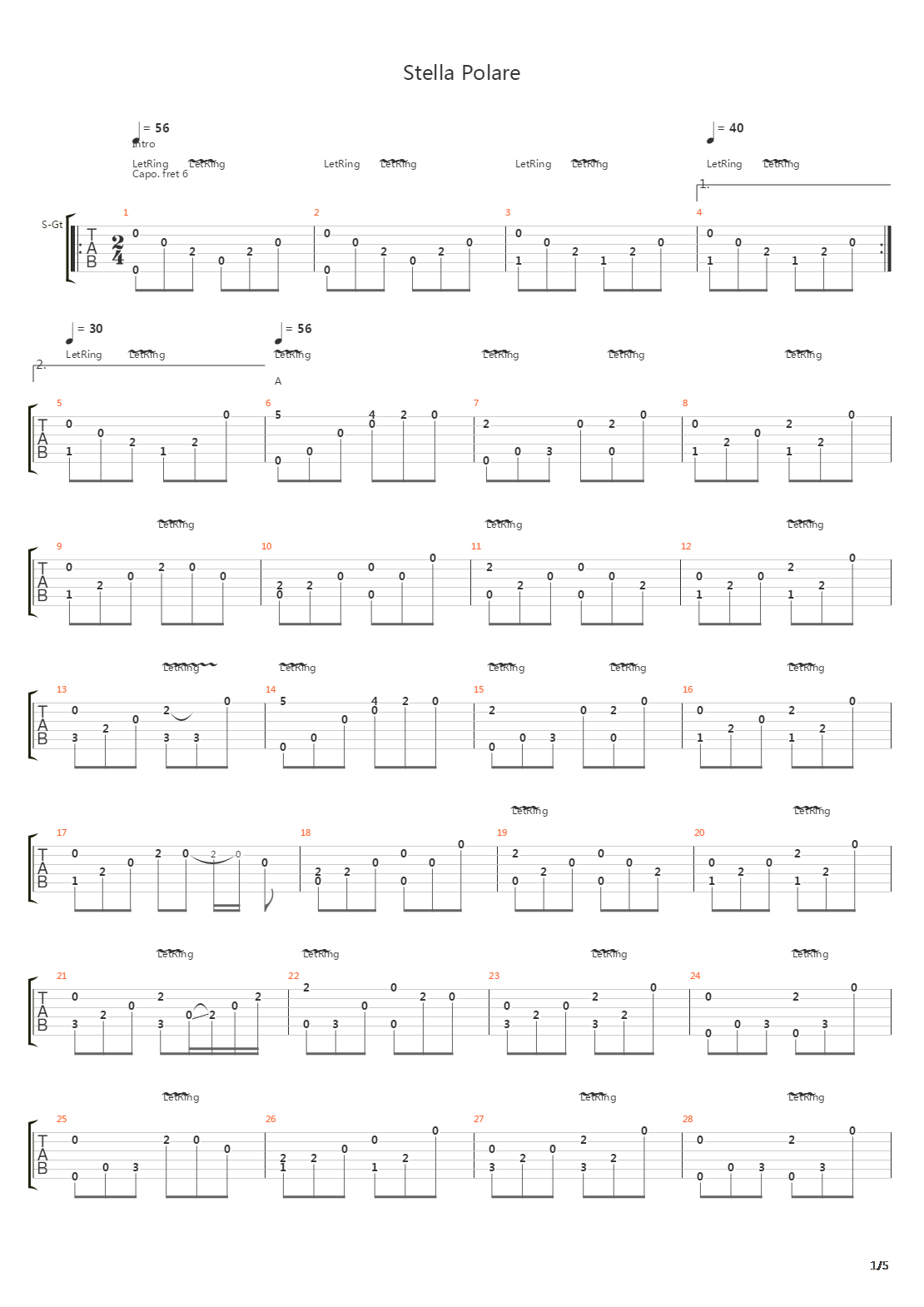Stella Polare吉他谱