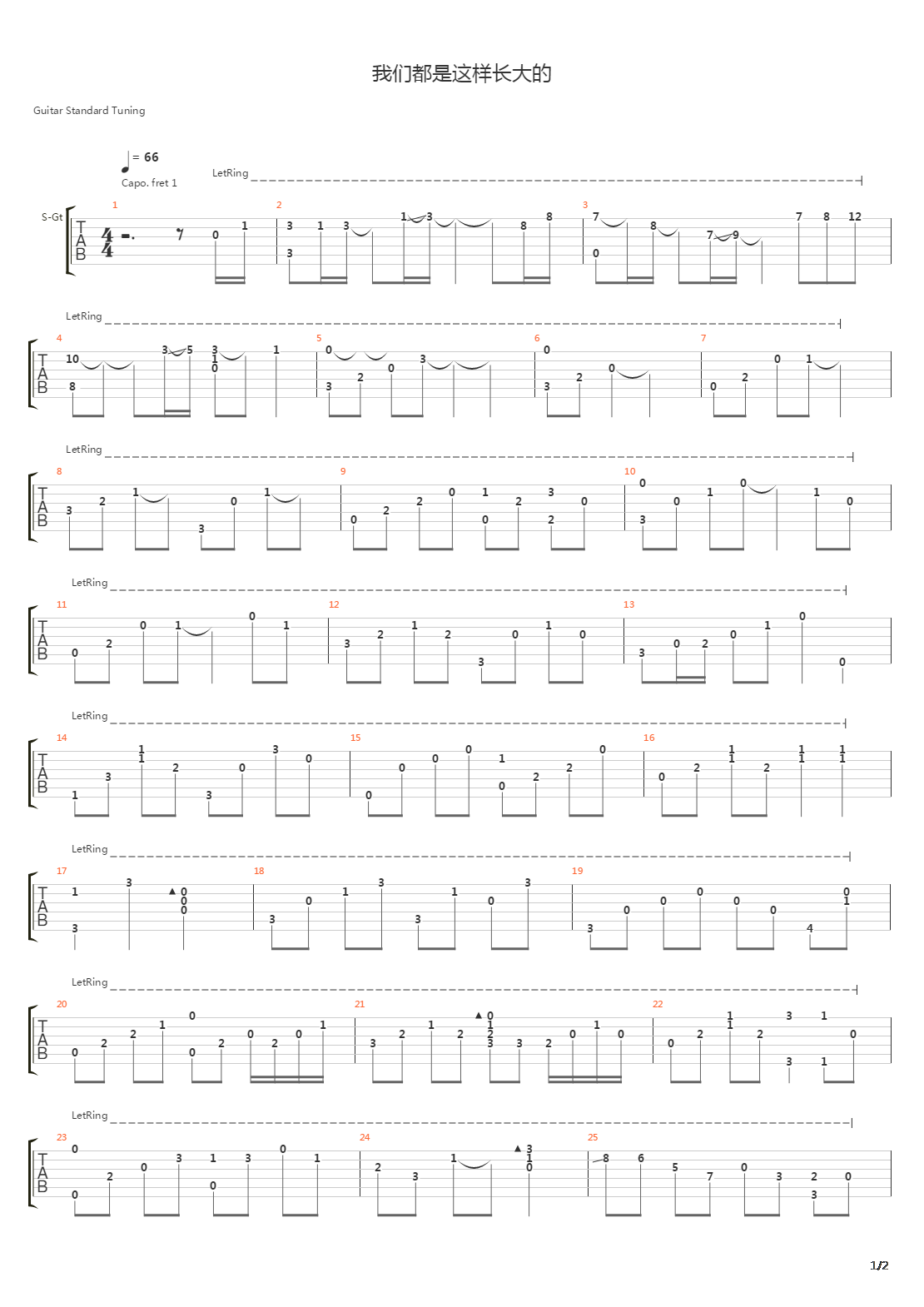 我们都是这样长大的吉他谱