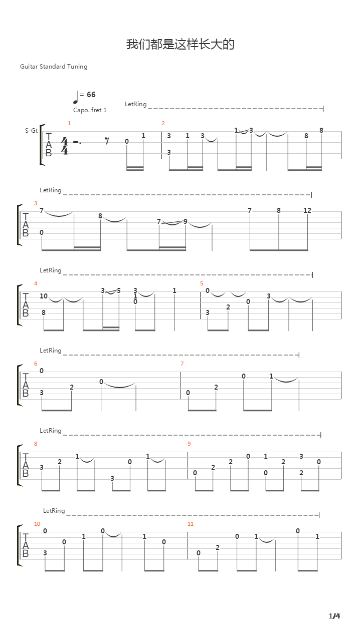 我们都是这样长大的吉他谱