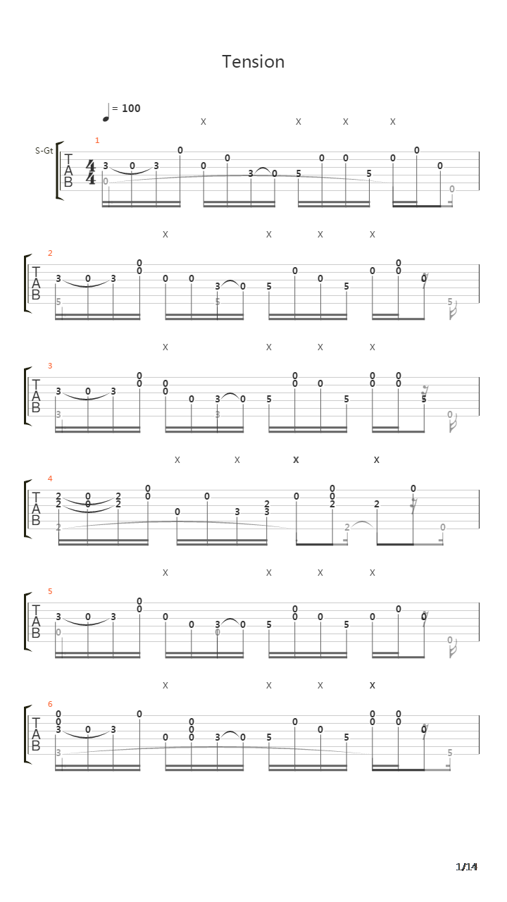 Tension(十周年版)吉他谱