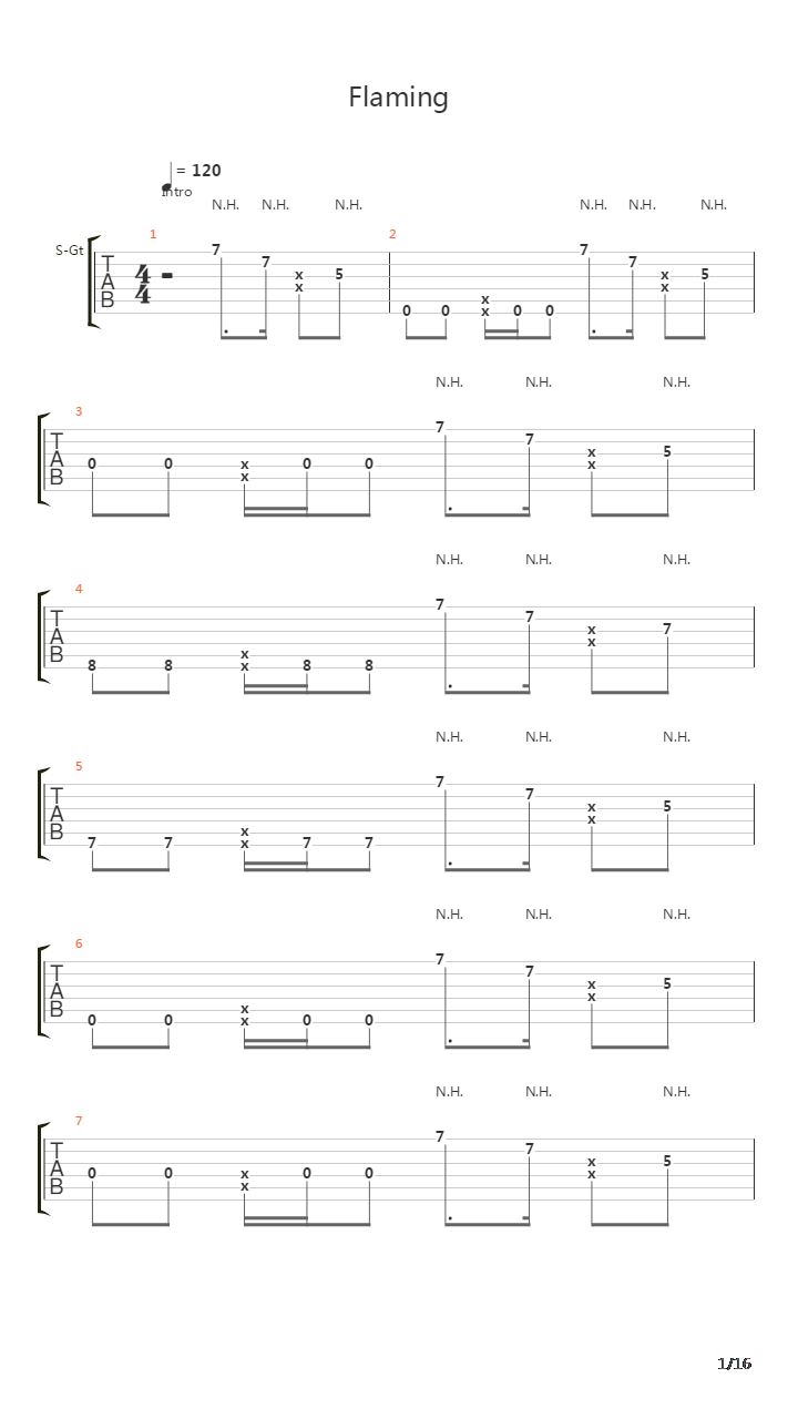 Flaming吉他谱
