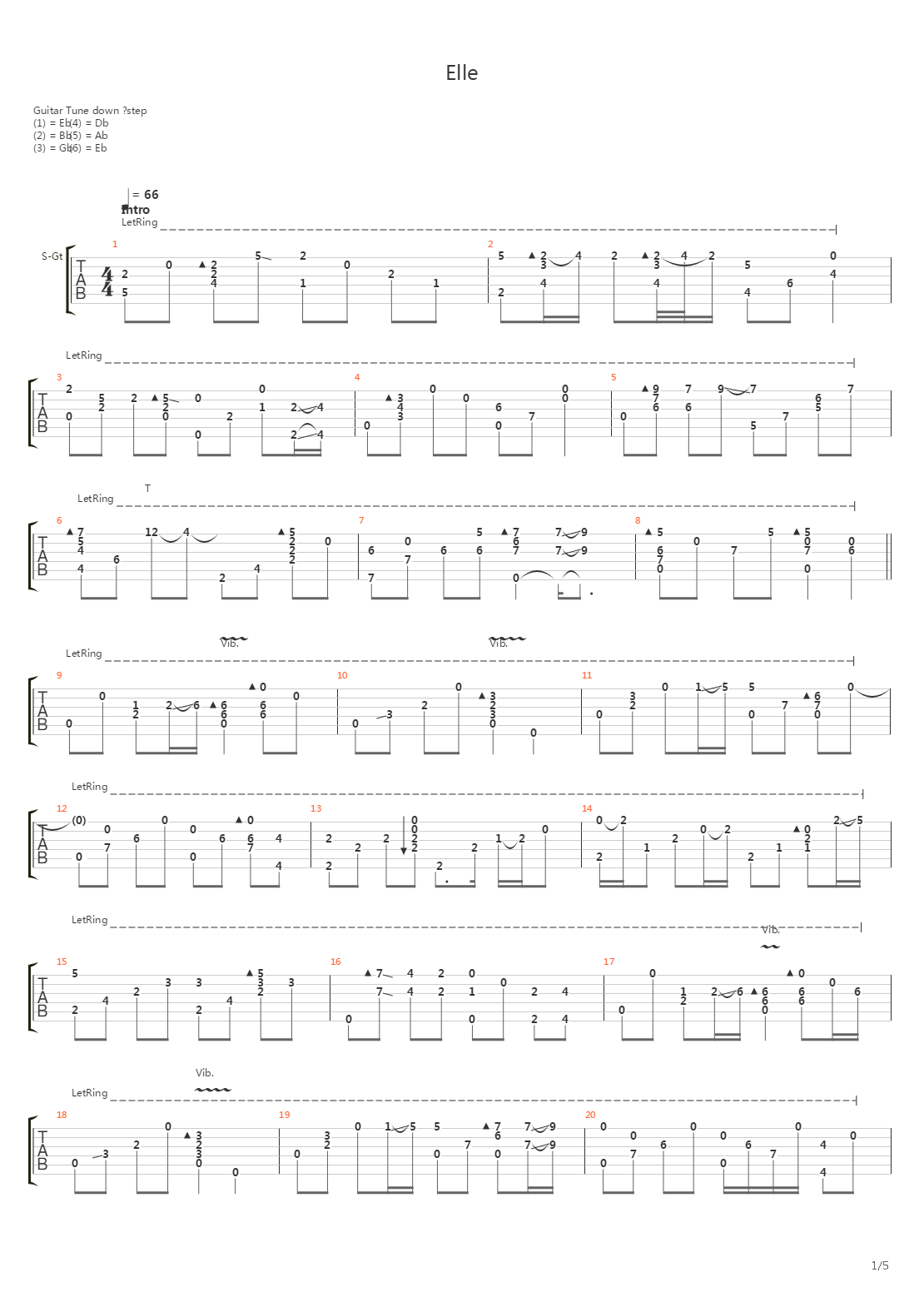 Elle(指弹原创)吉他谱
