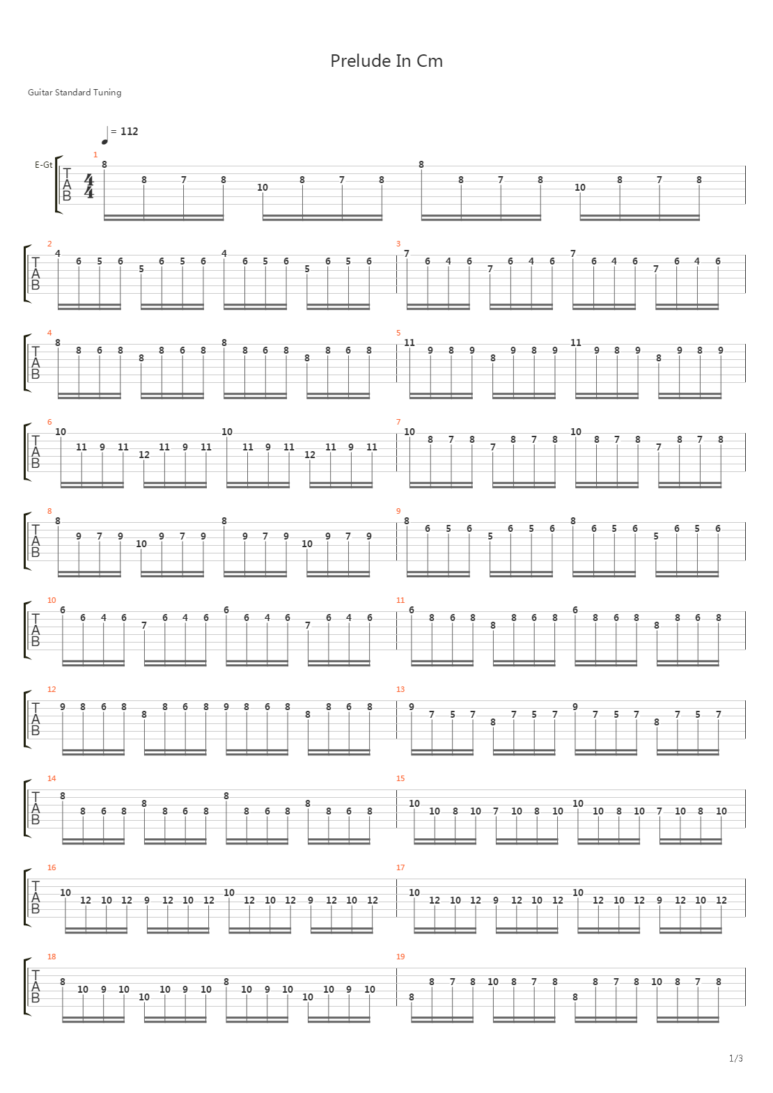 Prelude In Cm BWV847吉他谱