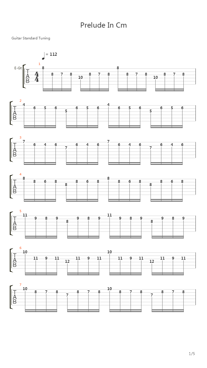 Prelude In Cm BWV847吉他谱