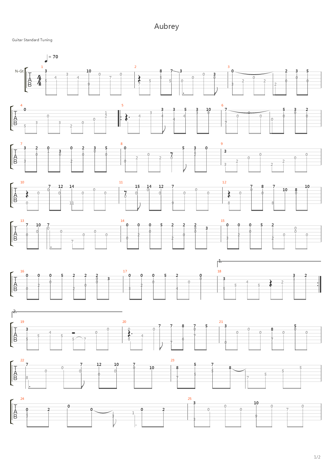 Aubrey吉他谱