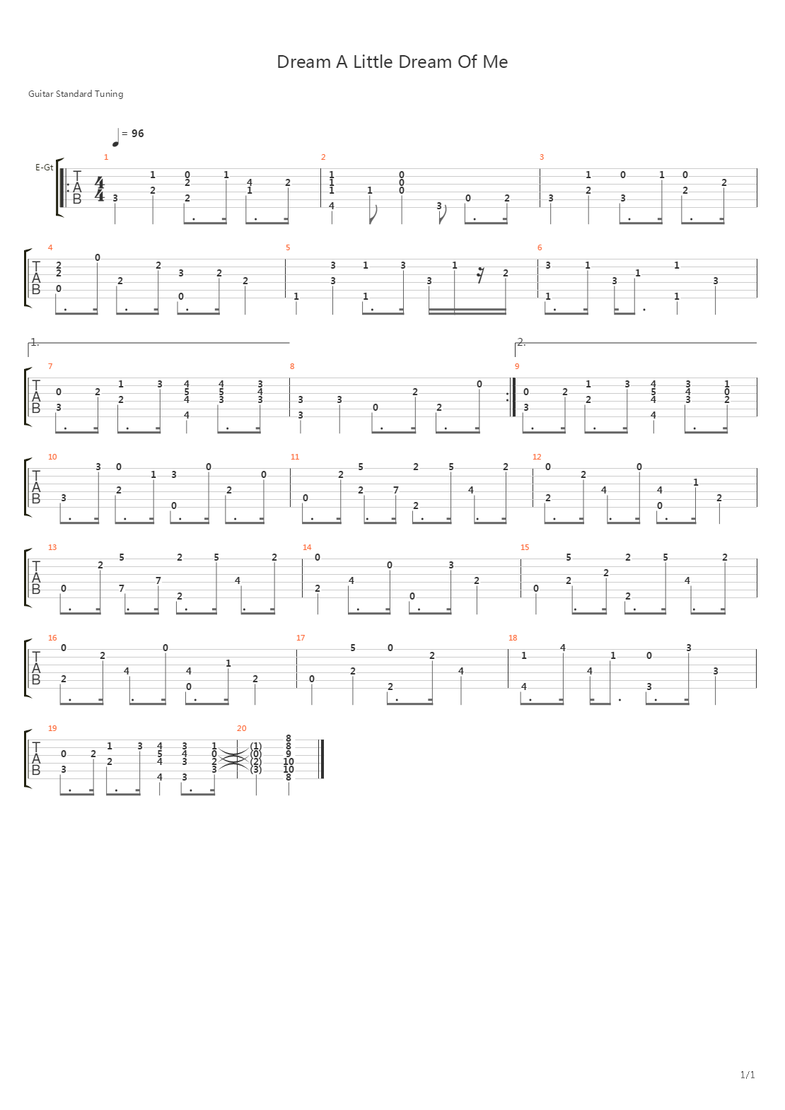 Dream A Little Dream Of Me吉他谱