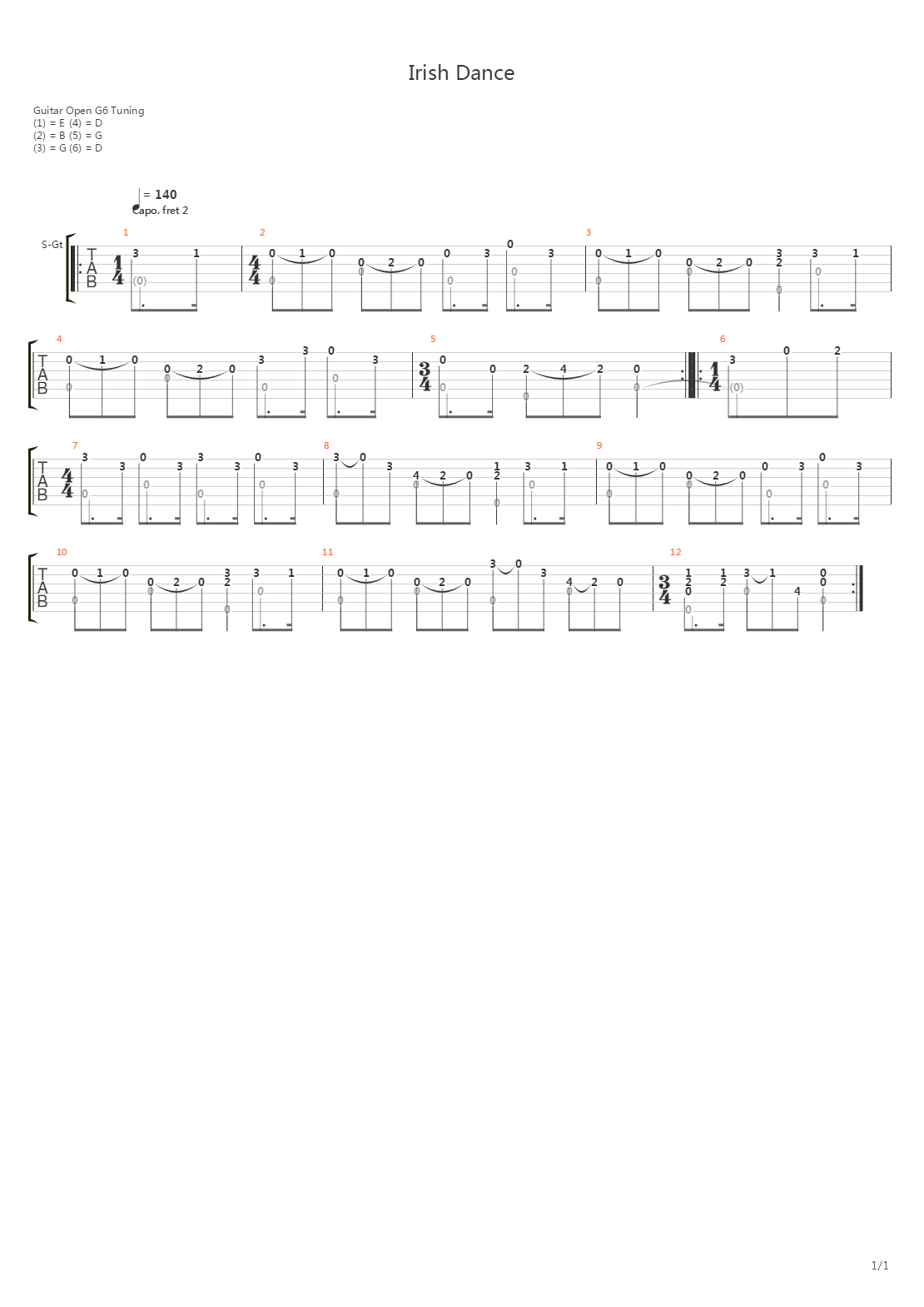 Irish Dance(爱尔兰传统舞曲)吉他谱