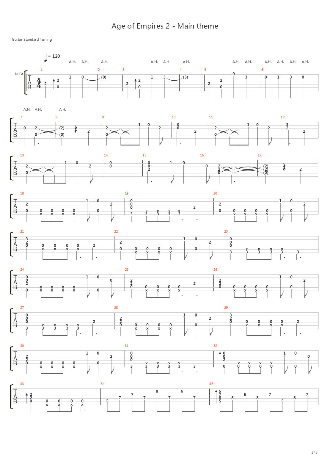 Age Of Empires 2(帝国时代2) - Main Theme吉他谱