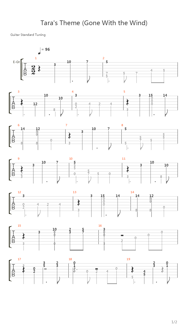 Gone With the Wind(Tara's Theme)吉他谱