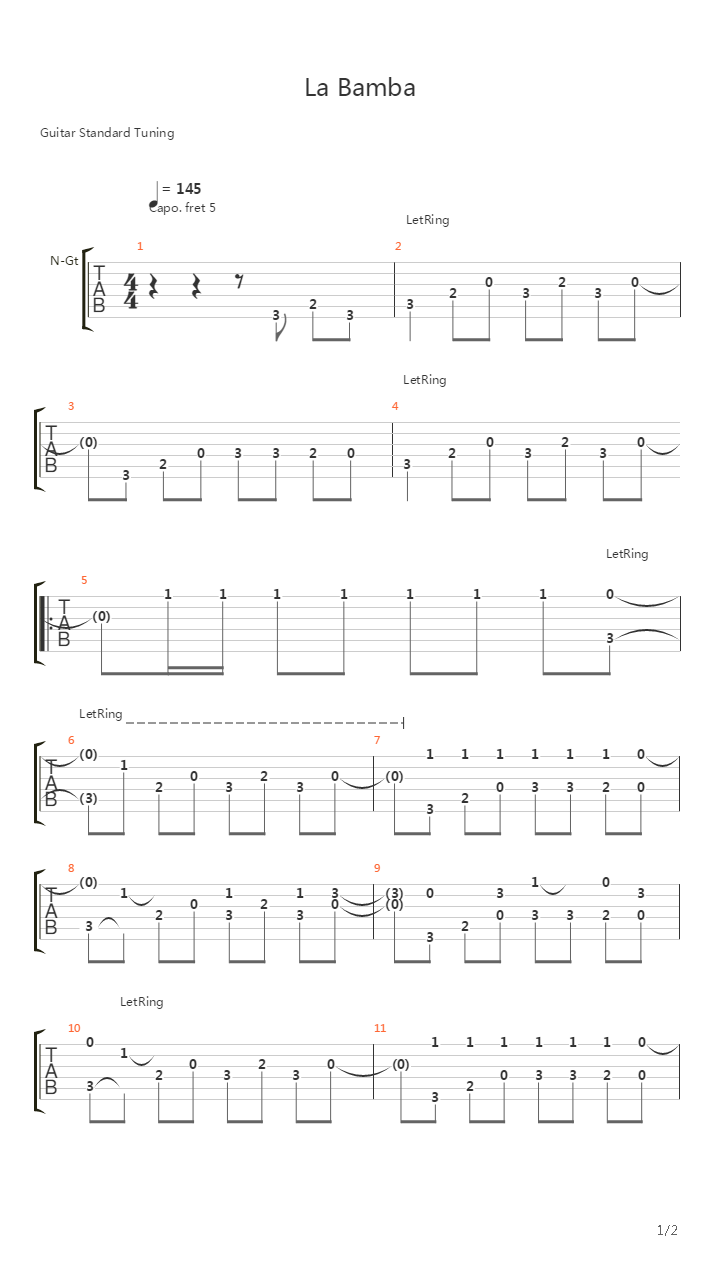 la bamba吉他谱