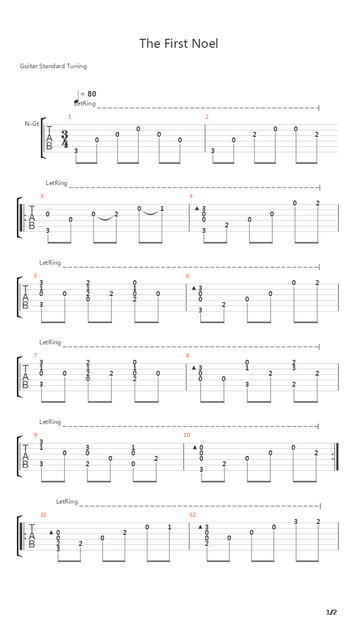 The First Noel(Christmas Song)吉他谱