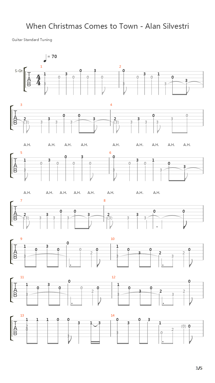When Christmas Comes to Town吉他谱
