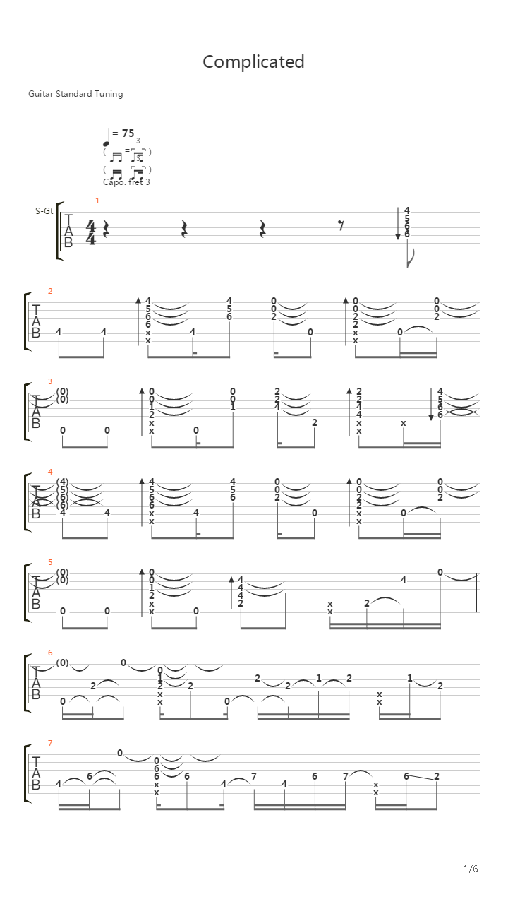 Complicated吉他谱