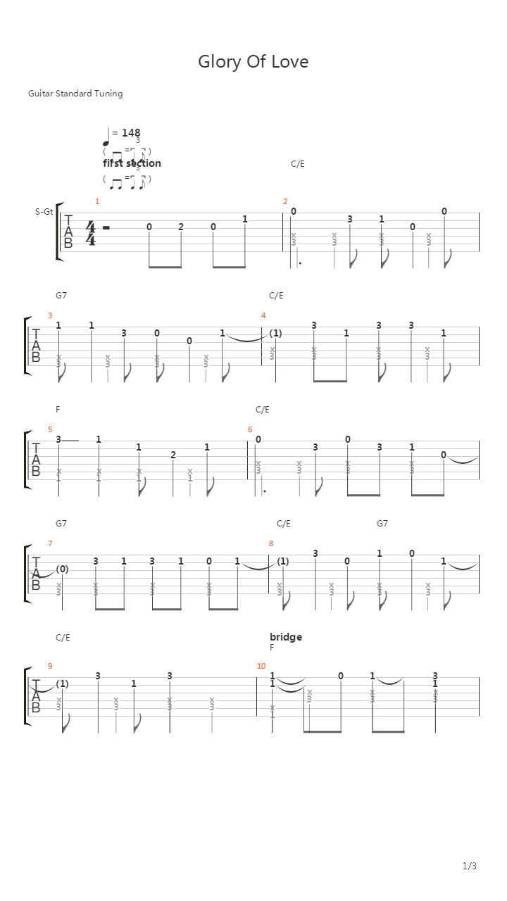 Glory of Love吉他谱