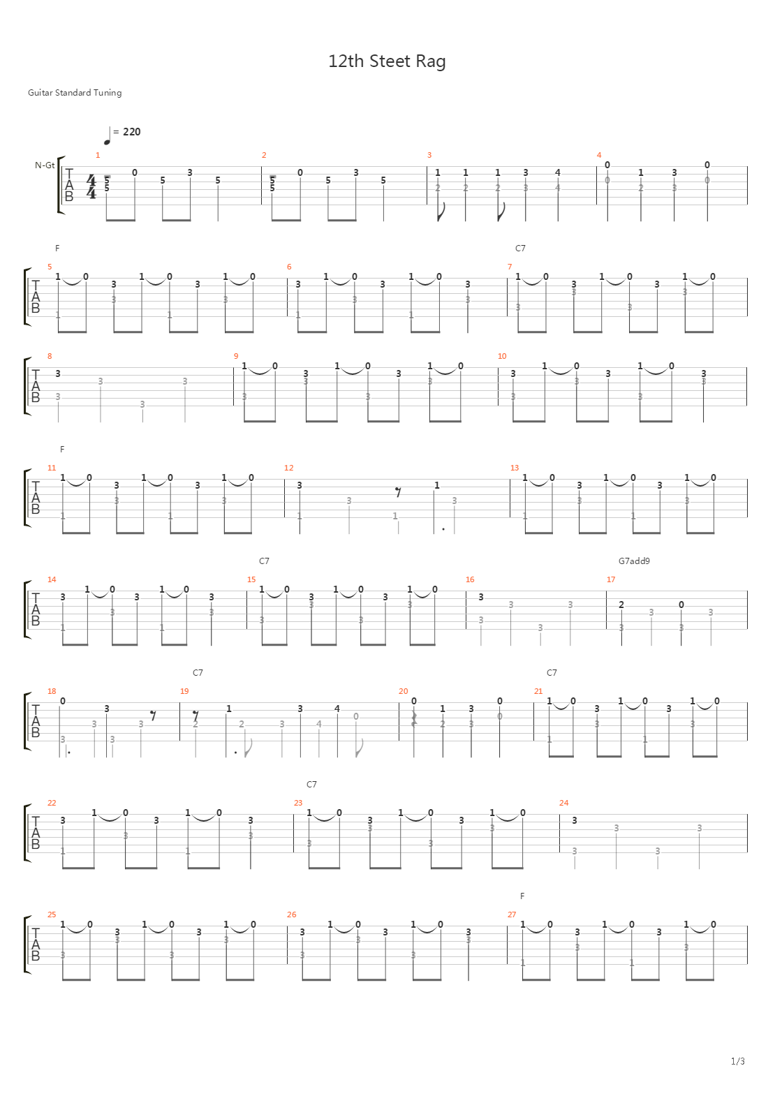12th Street Rag吉他谱