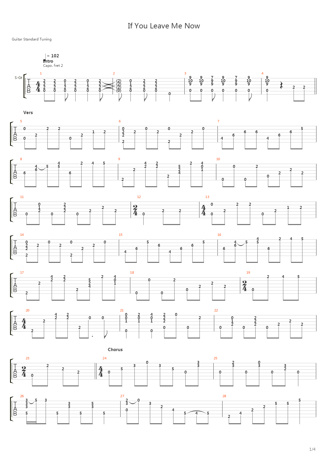 If You Leave Me Now吉他谱
