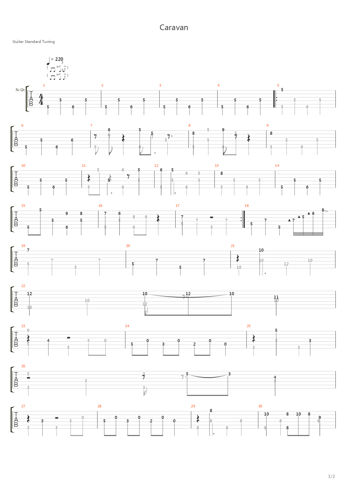 Caravan吉他谱