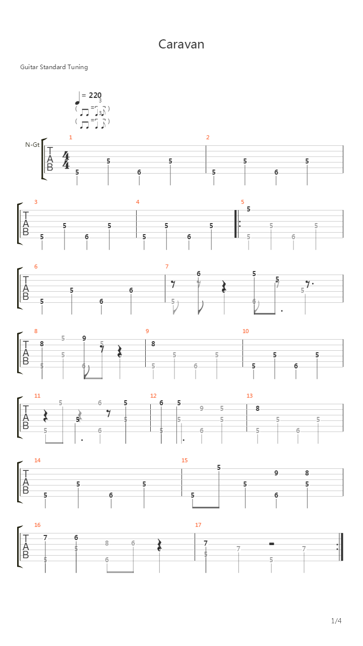 Caravan吉他谱