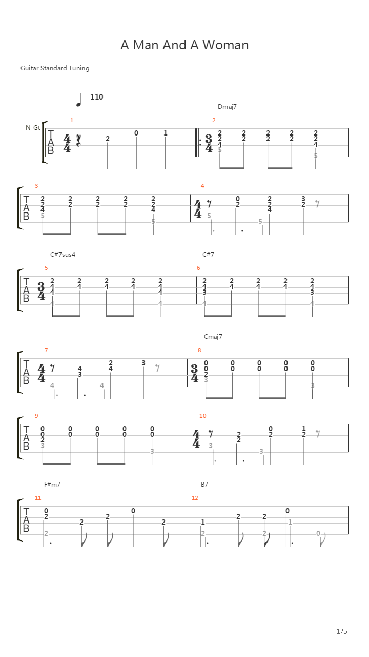 A Man And A Woman吉他谱