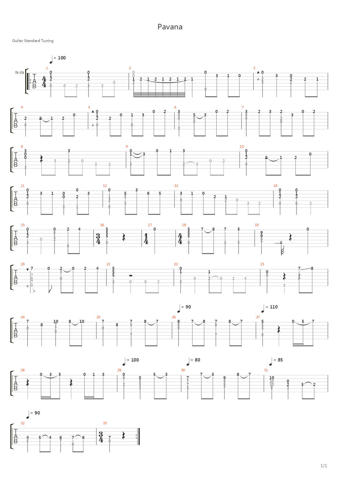 Pavana吉他谱