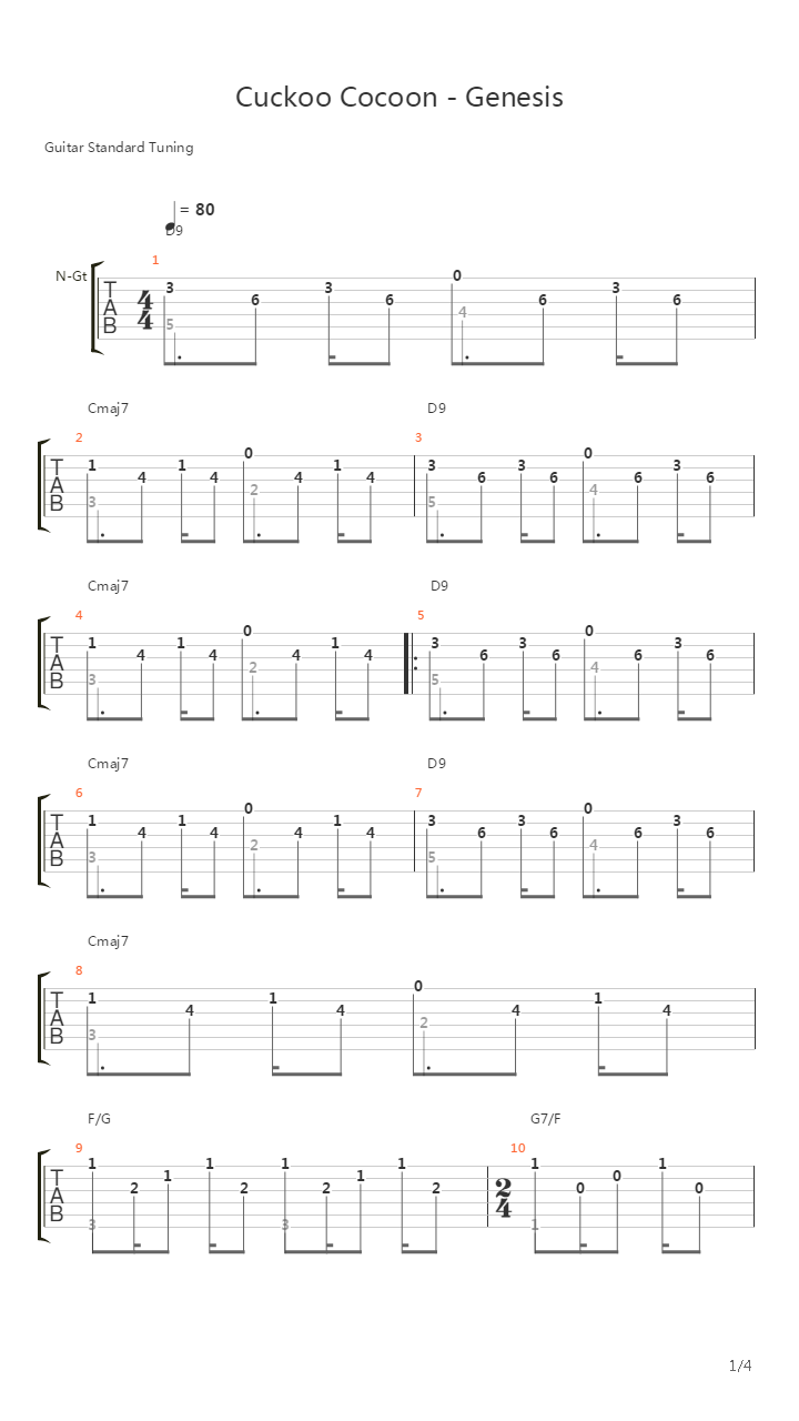 Cuckoo Cocoon吉他谱