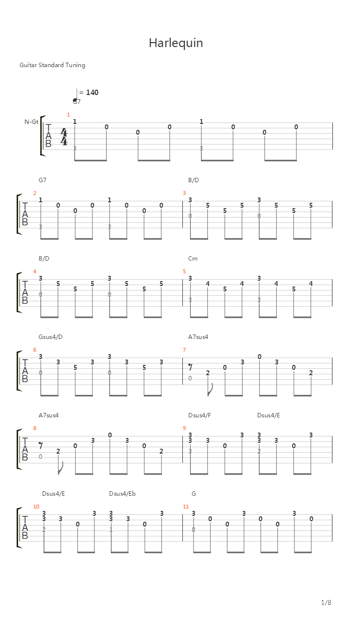 Harlequin吉他谱