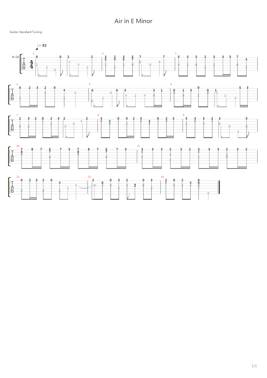 Air In E Minor吉他谱