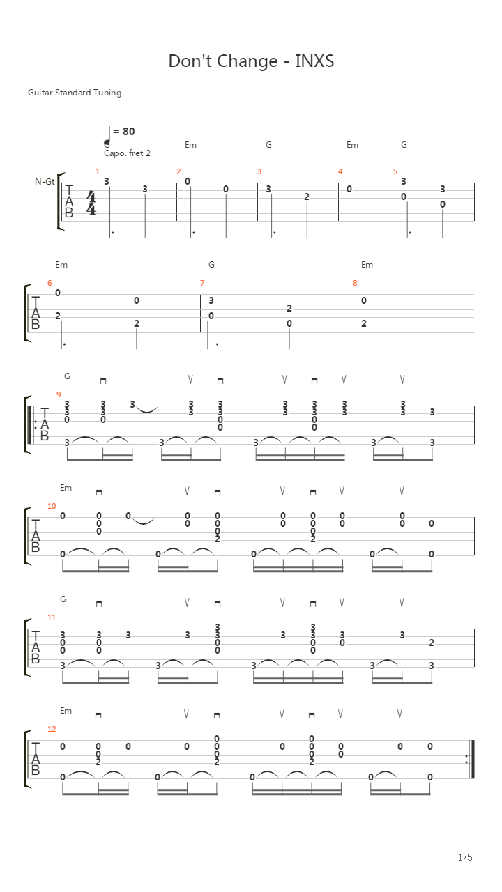 Don't Change吉他谱