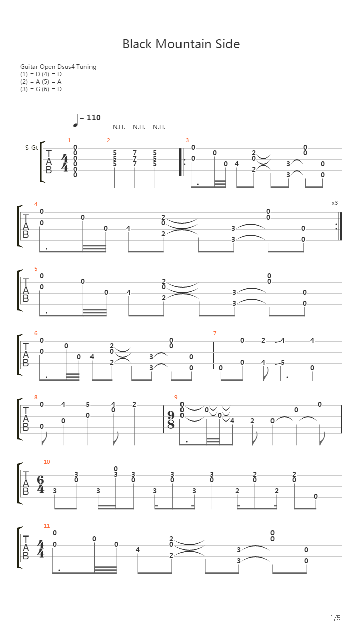 Black Mountain Side吉他谱